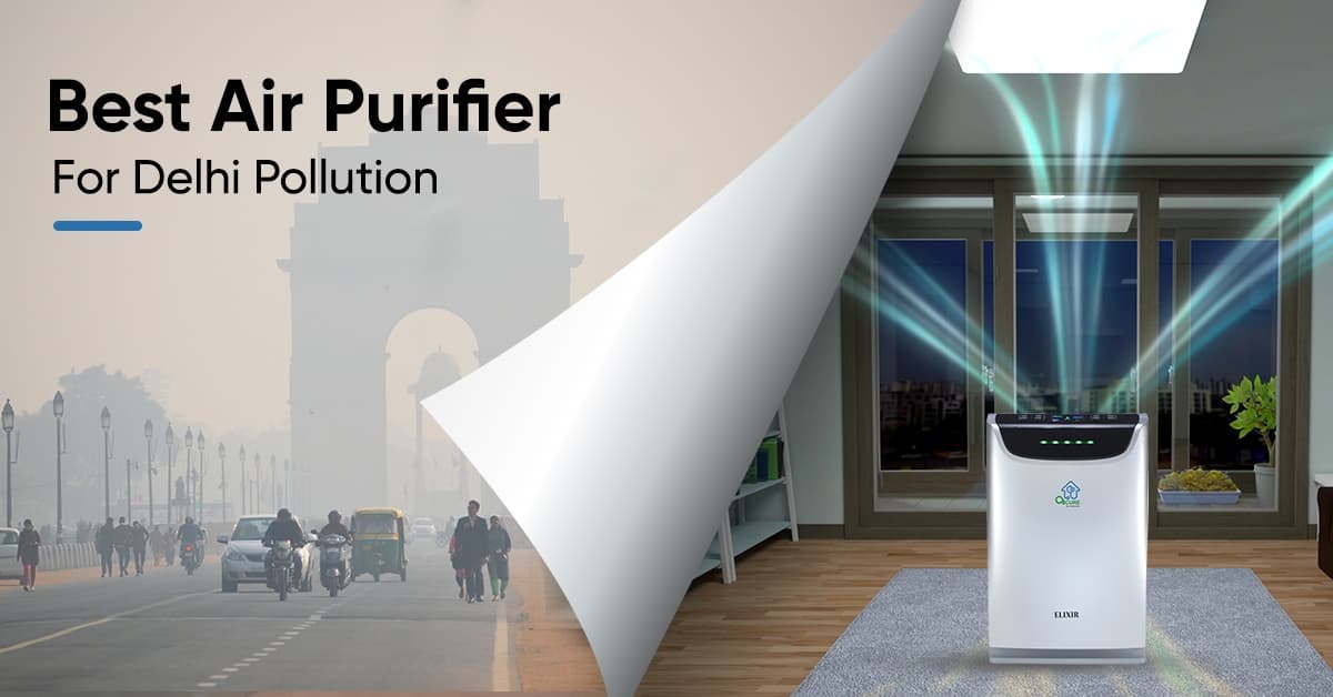 Delhi skyline under heavy smog — air purifier guide
