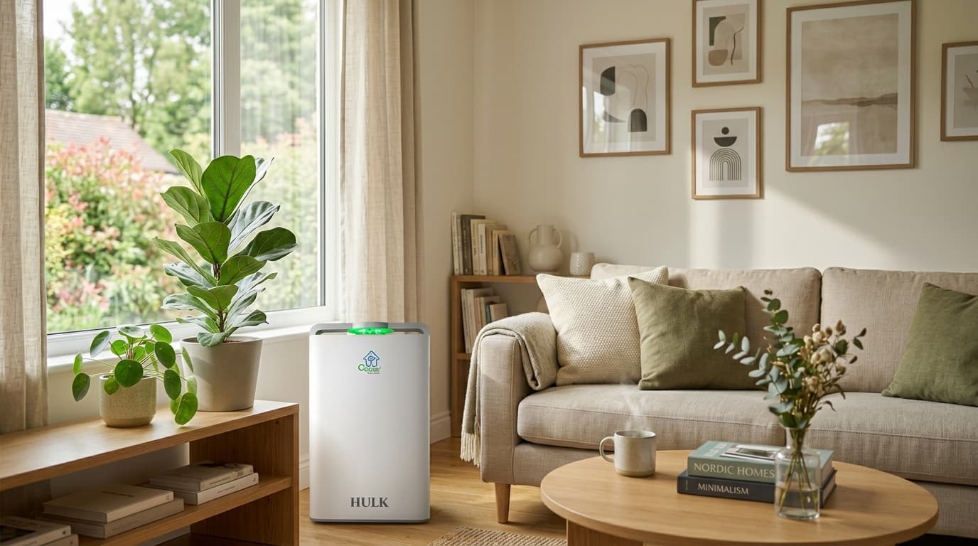 Air purifier working in a clean indoor environment