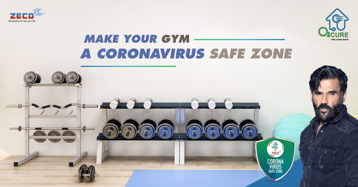 Modern gym interior — air purification for fitness facilities