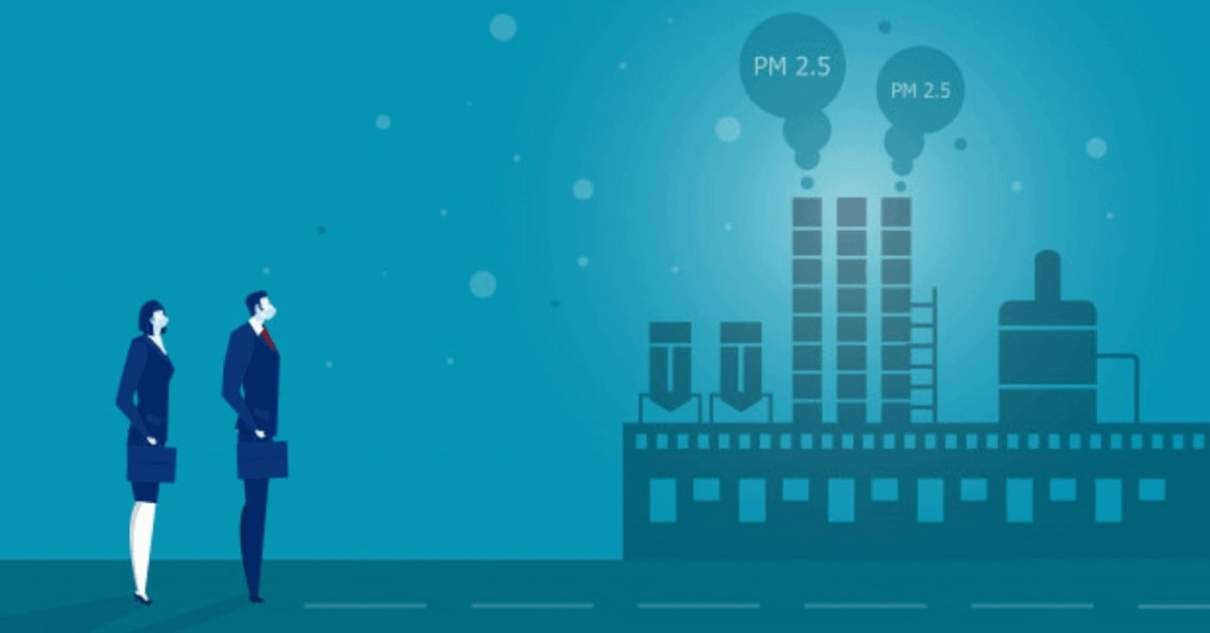 Medical illustration of PM2.5 and cardiovascular risk connection