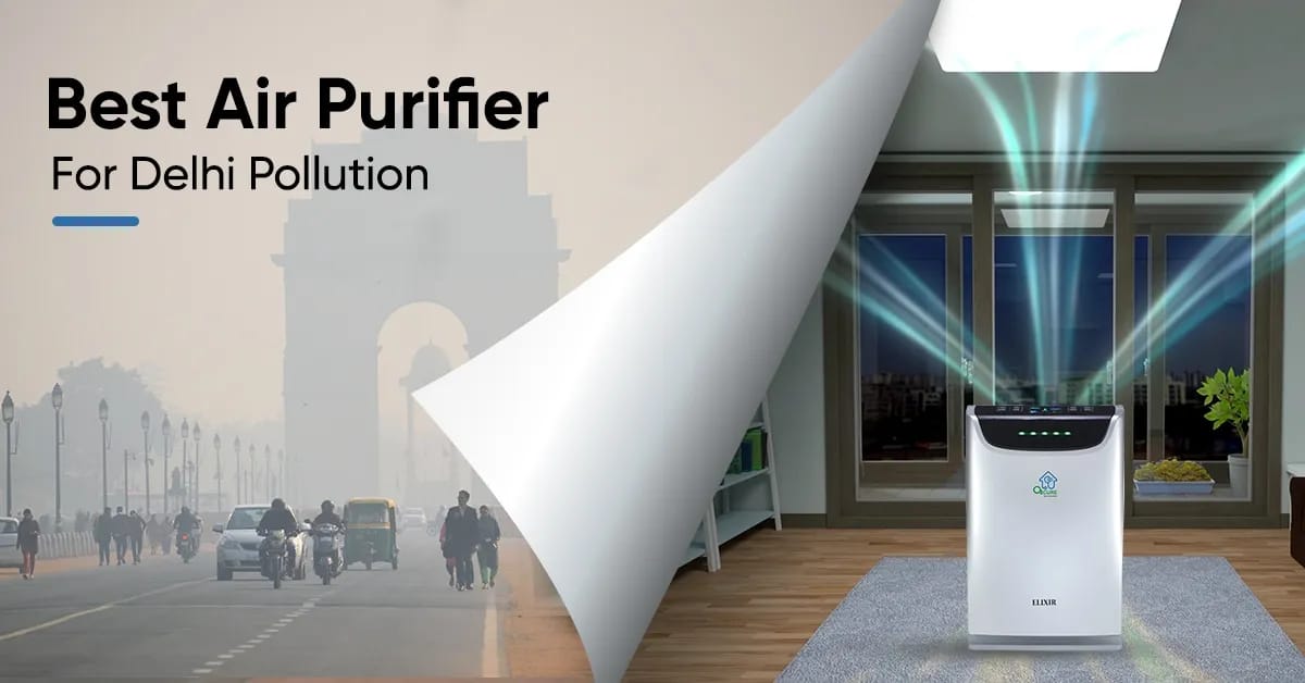 Delhi skyline under heavy smog — air purifier guide