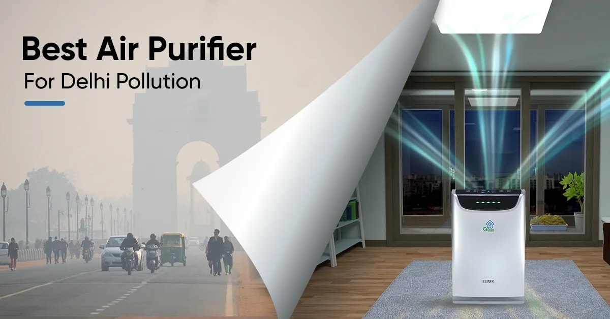 Delhi skyline under heavy smog — air purifier guide