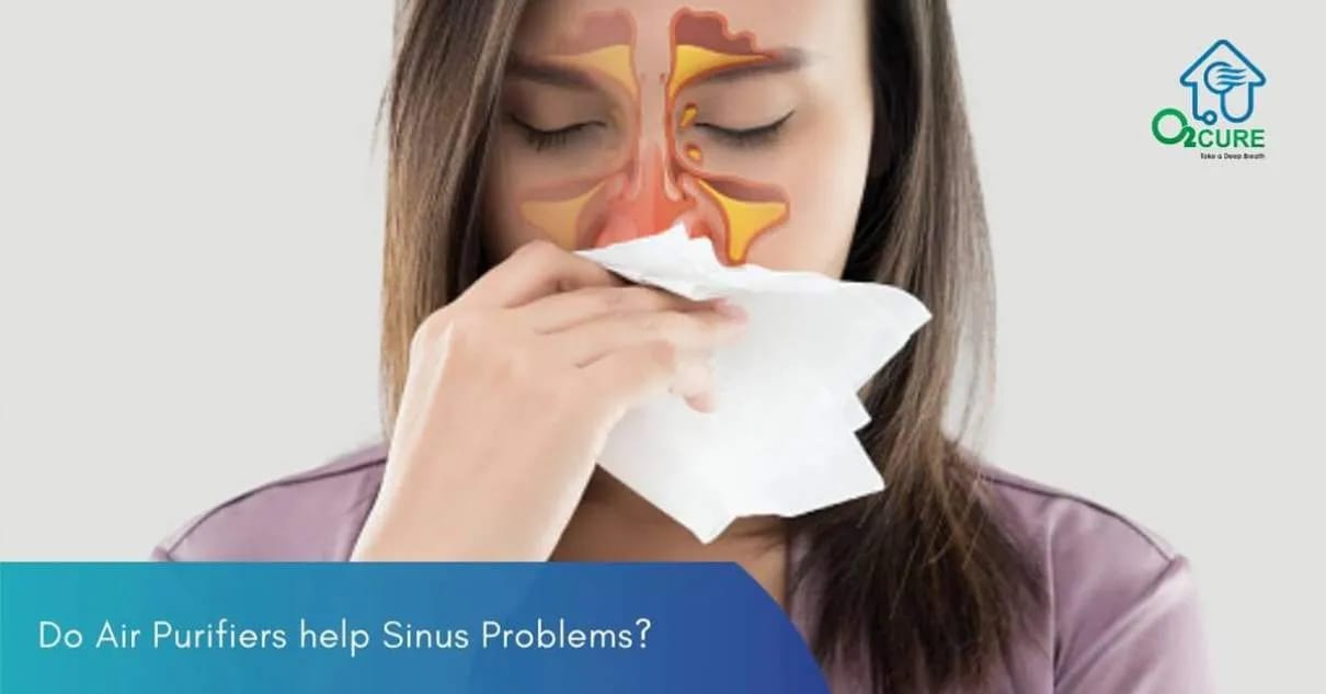Person experiencing sinus relief with clean indoor air