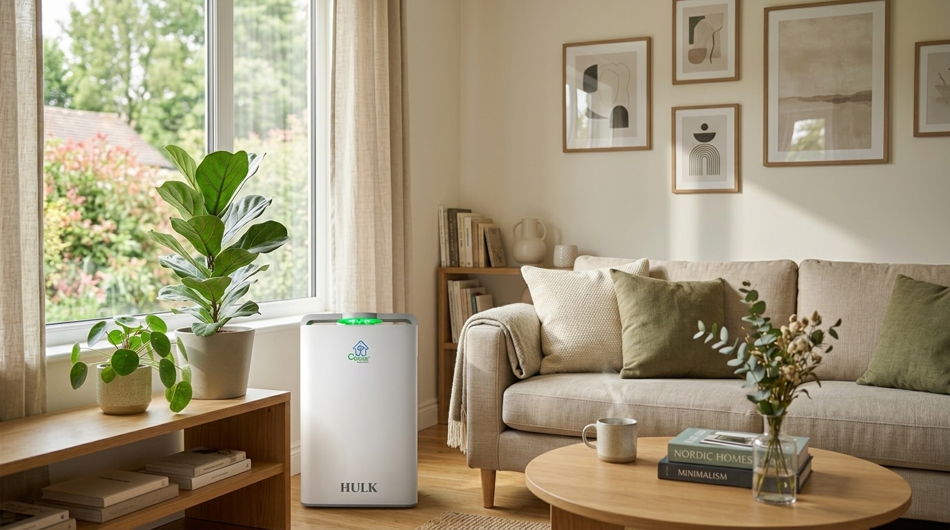 Air purifier working in a clean indoor environment
